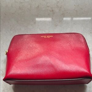 Henri Bendel Red Leather Cosmetic Bag